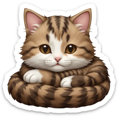 dark brown tabby and white kitten in funny positions with eyes closed sticker