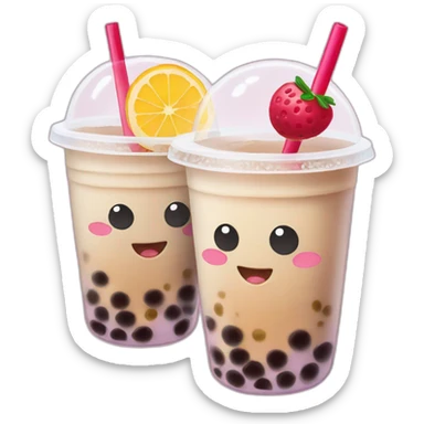 Two bubble tea fans sticker