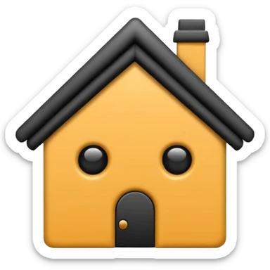 simple emoji icon of a house tied into a small knot, minimal, clean lines, single color, white background sticker