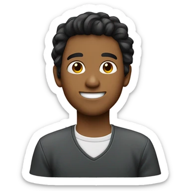 Chico joven delgado moreno con pelo negro y perilla desde una vista lateral sticker