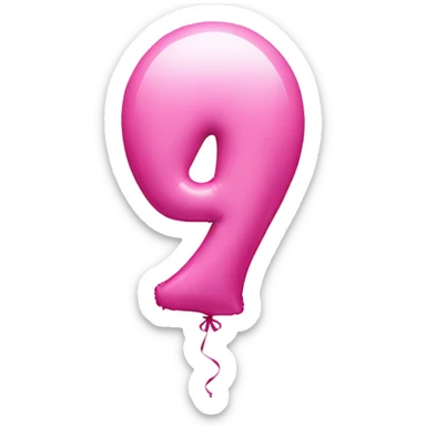 Pink balloon shaped in a number 4 sticker