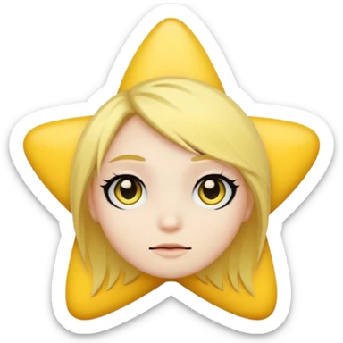 classic yellow emoji of a star with dark eyeliner and emo hair sticker