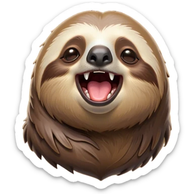 Cinematic Cute Yawning Sloth Portrait Emoji, Head tilted slightly with a dramatic, wide-open yawn, showcasing a languid, cuddly form with drowsy, half-closed eyes and an open, relaxed mouth, Simplified yet irresistibly adorable features, highly detailed, glowing with a soft, cozy glow, high shine, relaxed yet expressive, stylized with a dash of whimsical sluggish charm, soft glowing outline, capturing the essence of a drowsy yet affectionate sloth that appears ready to stretch out for a long nap! sticker