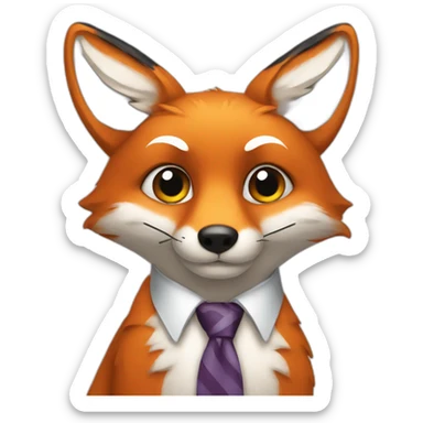 fox wearing a tie sticker