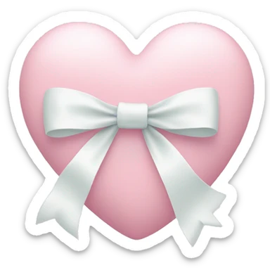 Pastel pink heart with white bow sticker