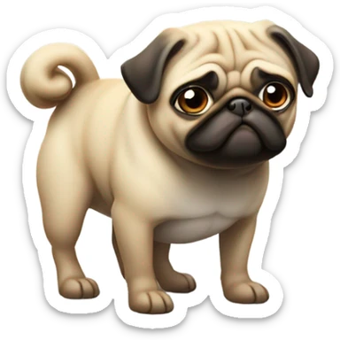 Pooping pug looking over his shoulder sticker