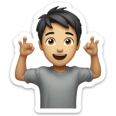 Asian boy falling down sticker