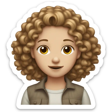 Pale girl with curly brown hair sticker