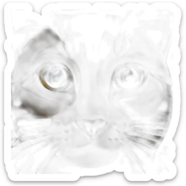 dark brown tabby cat and white blue eyes sticker