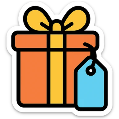 present icon, stylized, with a tag, suitable for digital use sticker