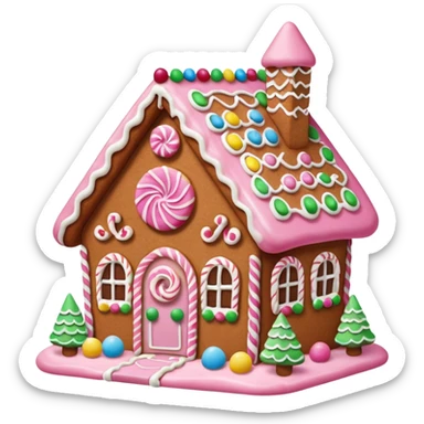 Gingerbread house pink sticker