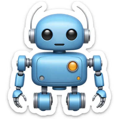 Minimal flat vector emoji of a cute Android-style robot, rounded head with small antennae, white circular eyes, simple rectangular body, short rounded arms and legs, solid dark color, clean silhouette, no gradients or shadows, centered on white or transparent background. sticker