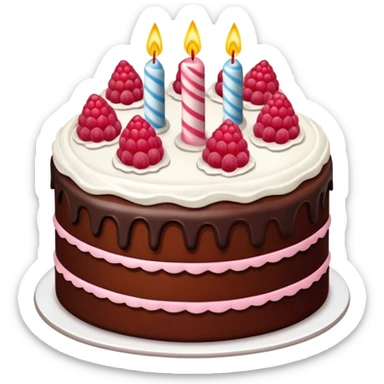 Chocolate Birthday Cake with raspberries sticker