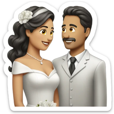 pareja blanca recien casada sticker