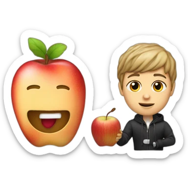 Justin Bieber en train de manger une pomme sticker