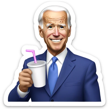 biden with grape soda white cup sticker