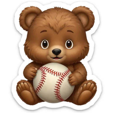 Baby bear with baseball sticker