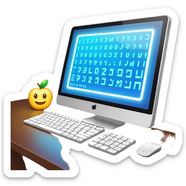 computador com codigo de programação a aparecer no ecra sticker