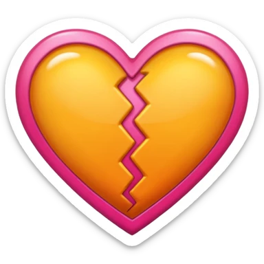 Bright yellow to orange to dark pink double gradient double heart sticker