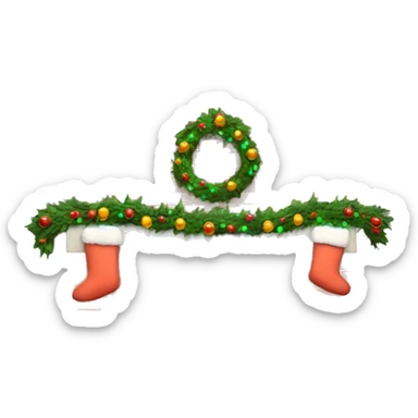 Brick Fireplace with wreath and Christmas lights and stockings sticker
