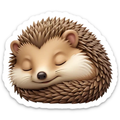 Meme-Worthy Cute Sleeping Hedgehog Portrait Emoji, Head resting peacefully with a contented smile, showcasing a delightfully compact build and a luxuriously soft brown Fur with tiny spines, eyes shut in a serene, restful nap, Simplified yet hilariously adorable features, highly detailed, glowing with a soft, drowsy light, high shine, relaxed and utterly lovable, stylized with an air of playful laziness, bright and heartwarming, soft glowing outline, capturing the essence of a comically sleepy hedgehog, so meme-worthy it feels like it could instantly become the next viral sensation of adorable slumber! sticker