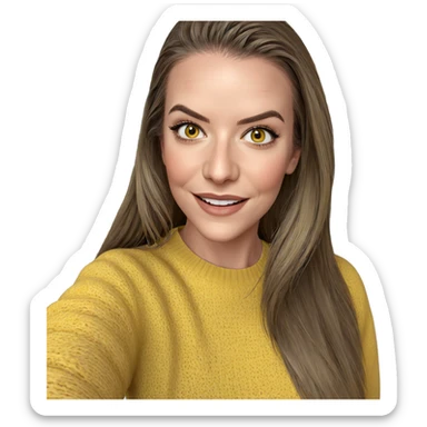smiling girl in yellow sweater sticker