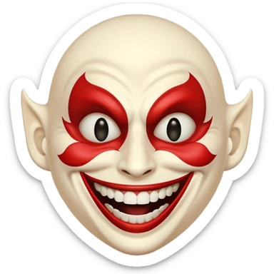 Una cara con risa malvada quitándose una máscara con una sonrisa agradable  sticker