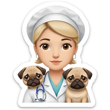 veterinary nurse with pug sticker