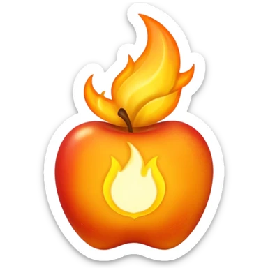 Aesh sheli breslev concept represented as a glowing flame emoji, no text, apple style, spiritual and warm sticker