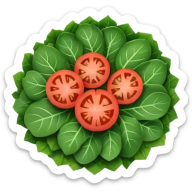 Minimalistic flat vector icon, iOS style, thin black contour on white background. Plate filled with leafy greens and tomato slices. Clean, no text, no shadows sticker