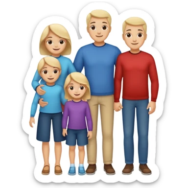 parent figures with three children silhouettes sticker