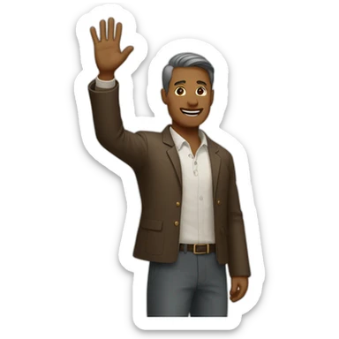 man raising hand sticker