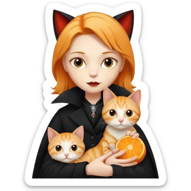 vampire cradling orange tabby sticker