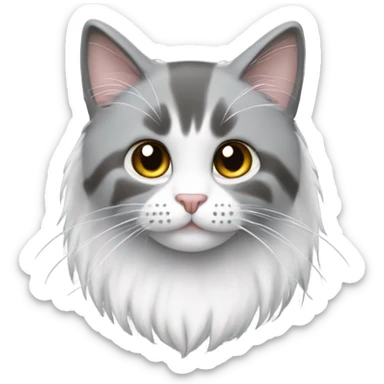 gato gris y blanco peludo sticker