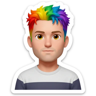 Rainbow Hair men. sticker