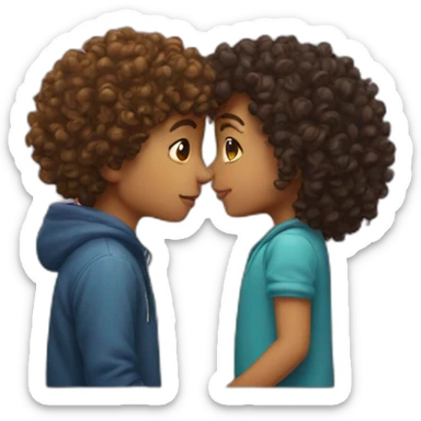curly girl kiss boy sticker