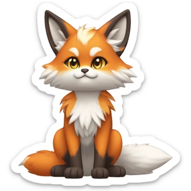 a anthro fur-sona chibi-style cat-fox-Fakémon-hybrid full body sticker