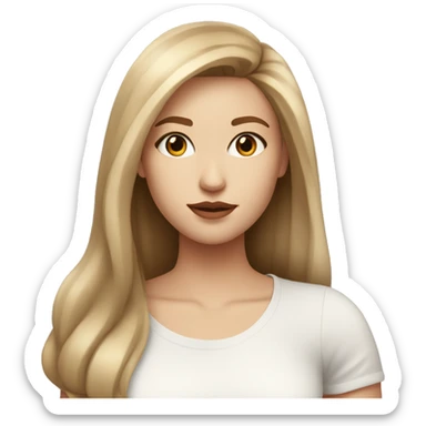 make a very beautiful girl with light brown straight hair big lips with white top sticker