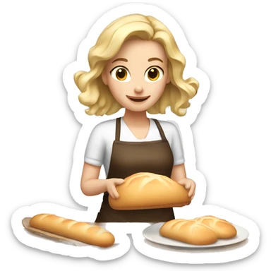 Blonde girl baking bread sticker