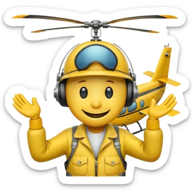 smileys jaune faisant chut avec ses doigts portant une casquete helicoptère sticker