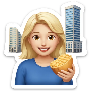 a giant girl eating buildings sticker