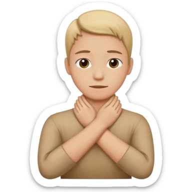 person holding neck crossed hands   sticker