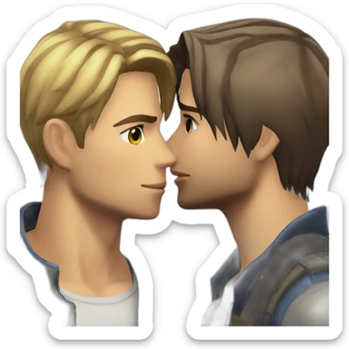 carlos Oliveira and Leon S Kennedy kissing sticker