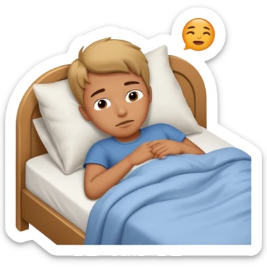 create emoji of a boywho is lying in the bed  in the morning and its time to wake up sticker