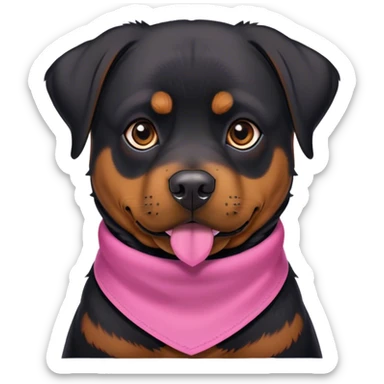 Rottweiler with pink neck bandanna sticker