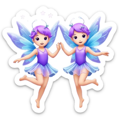 little purple fairies are dancing in the sky sticker