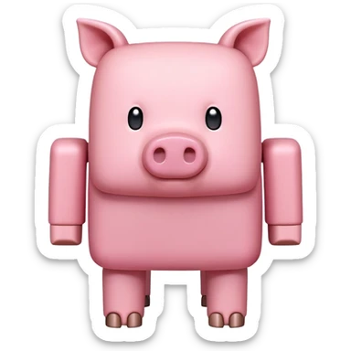 Minecraft pig, full body, pink blocky animal with square head and square body sticker