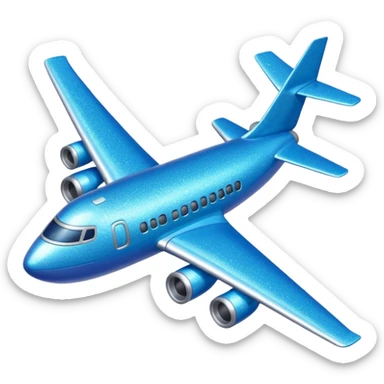 Glitter blue avião sticker