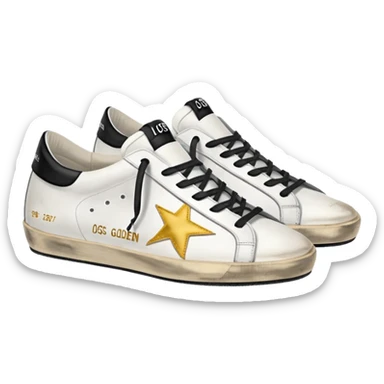 A golden goose shoe sneaker white with black heel sticker