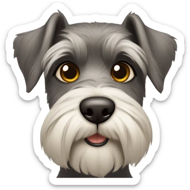 Schnauzer dog with brown eyes, super pointed earas and a plaque in bone form that says HUMA sticker